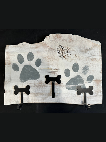 Dog Leash Holder |  Whitewashed Live Edge | Personalize it!