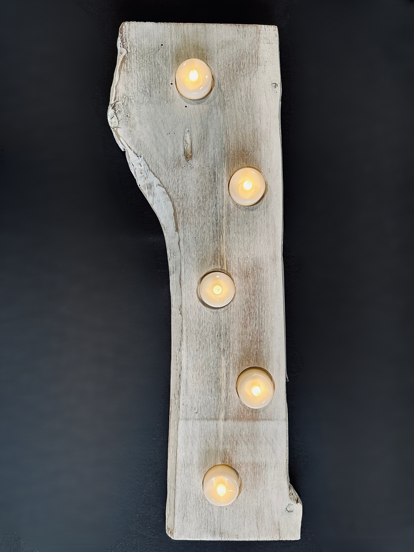 Tea Light Centerpiece | Whitewashed Live Edge | Personalize it!