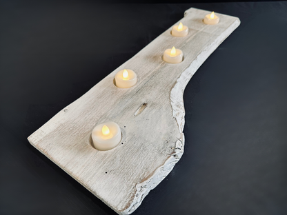 Tea Light Centerpiece | Whitewashed Live Edge | Personalize it!