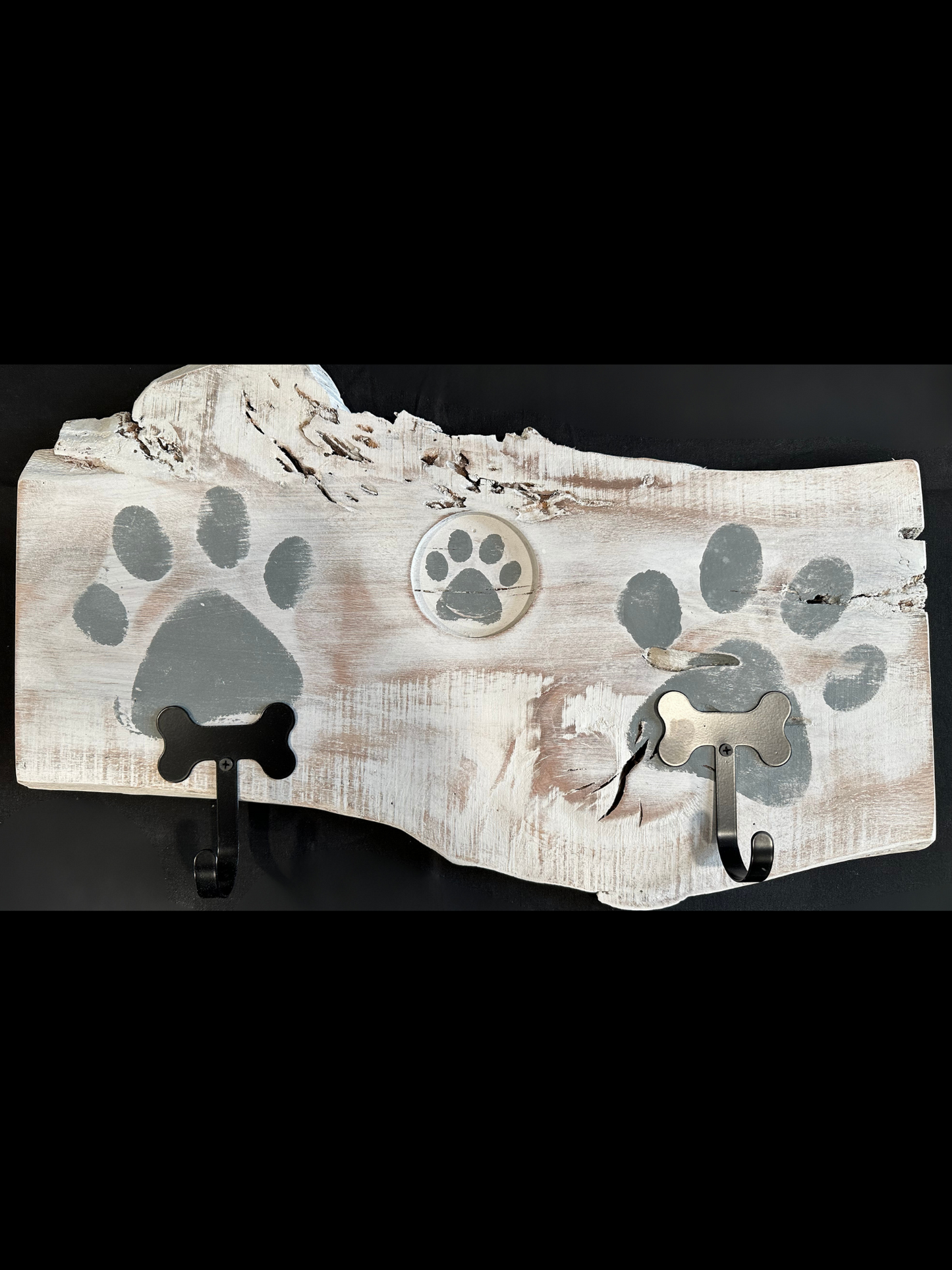 Dog Leash Holder |  Whitewashed Live Edge | Personalize it!