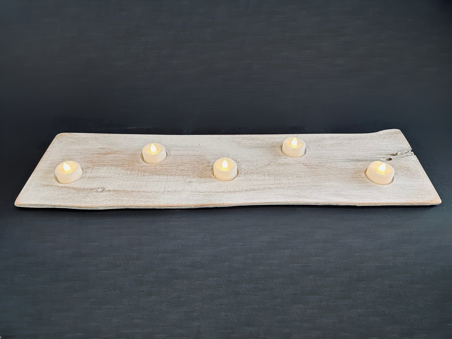 Tea Light Centerpiece | Whitewashed Live Edge | Personalize it!