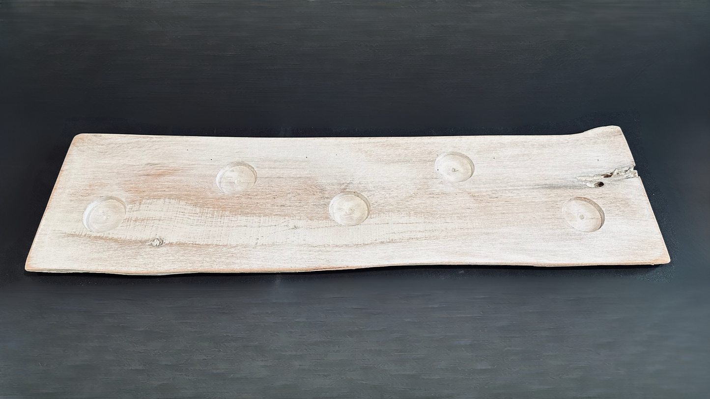 Tea Light Centerpiece | Whitewashed Live Edge | Personalize it!