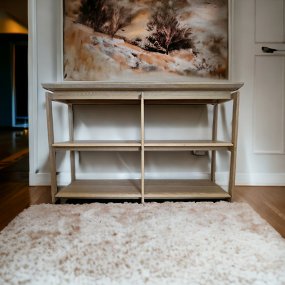 Console Table | Mid-Century White Washed White Oak