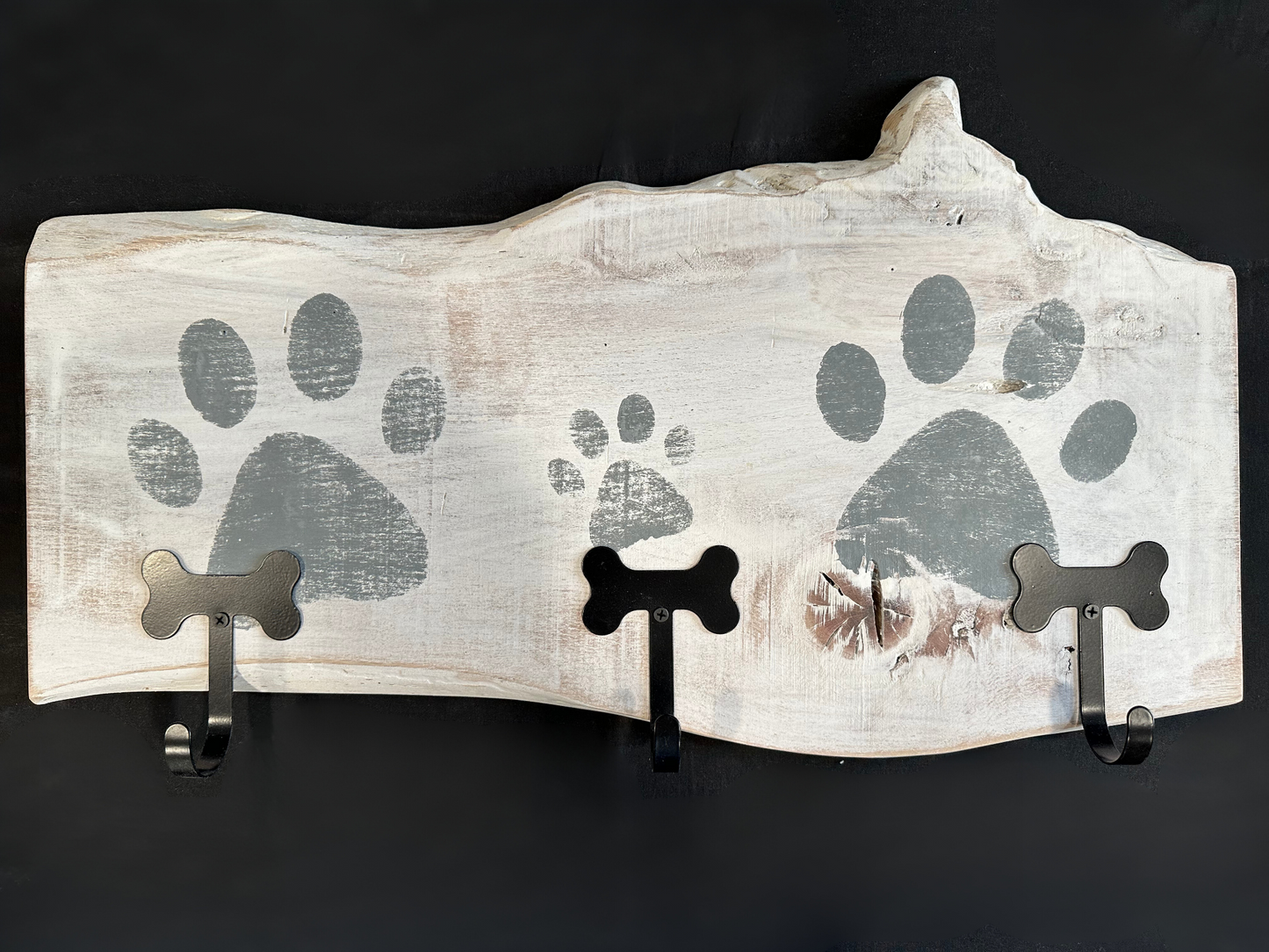 Dog Leash Holder | Whitewashed Live Edge  | Personalize it!