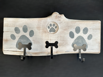 Dog Leash Holder | Whitewashed Live Edge  | Personalize it!