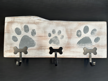 Dog Leash Holder | Whitewashed Live Edge  | Personalize it!