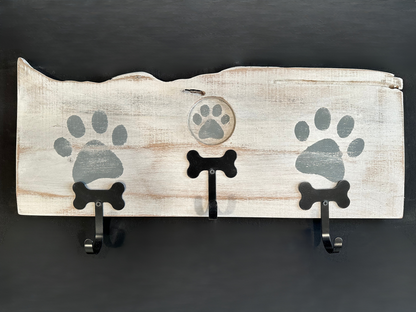 Dog Leash Holder | Whitewashed Live Edge  | Personalize it!