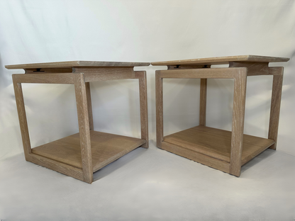 Side Table Set | Mid-Century White Washed White Oak