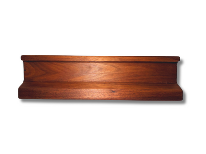 Image of black walnut 3 business card wide stand from the top.