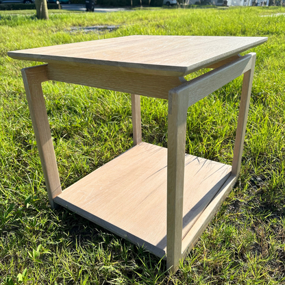 Side Table | Mid-Century White Washed White Oak