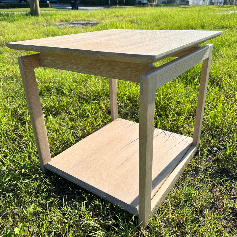 Side Table Set | Mid-Century White Washed White Oak