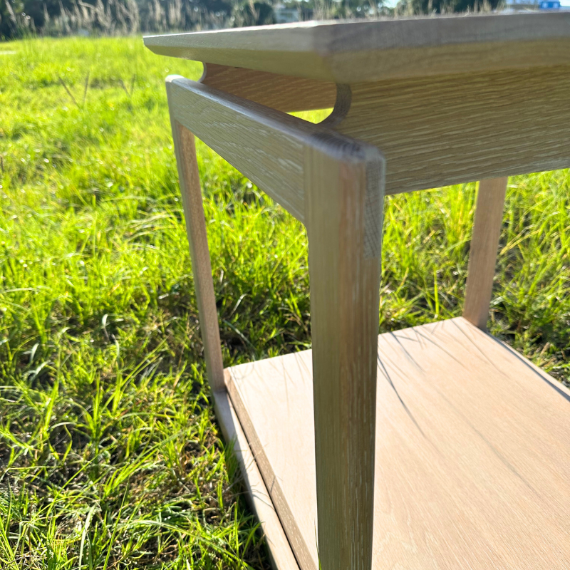 Side Table | Mid-Century White Washed White Oak
