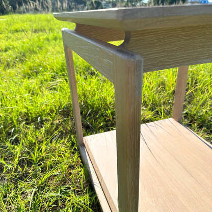 Side Table | Mid-Century White Washed White Oak